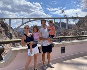 Elizabeth and her family at the Hoover Dam won through a sweepstakes
